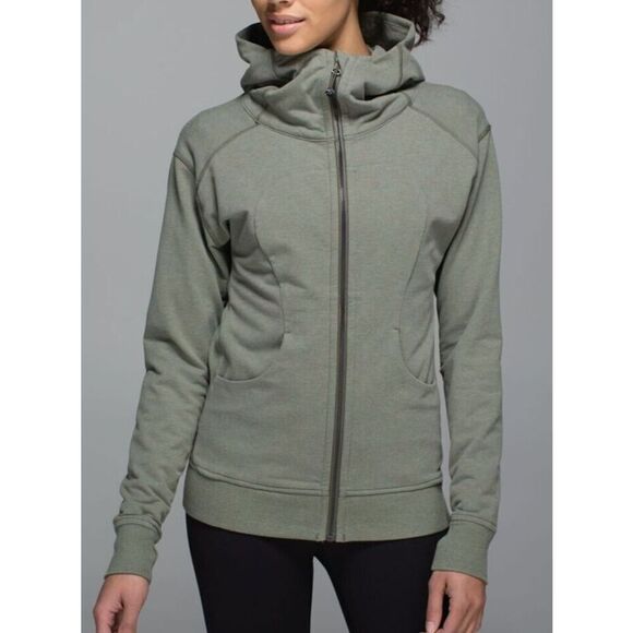 Lululemon W4G48S Women's Sz 10 Heathered Green On The Daily Full Zip Hoodie - Picture 11 of 13